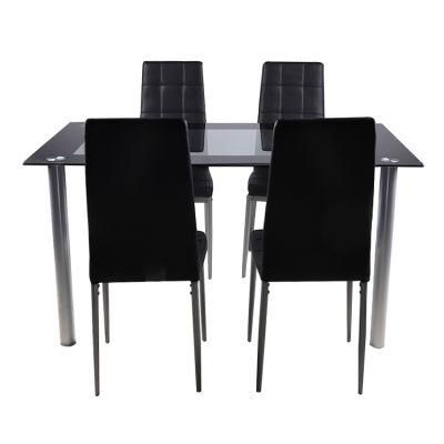 Free Sample Cheap Restaurant Furniture Dining Room Set Modern Stylish Glass Dining Table and Chair Metal Legs Dining Chair