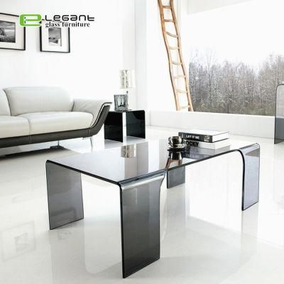 General Use Home Furniture Wholesale Design Bent Grey Glass Coffee Table