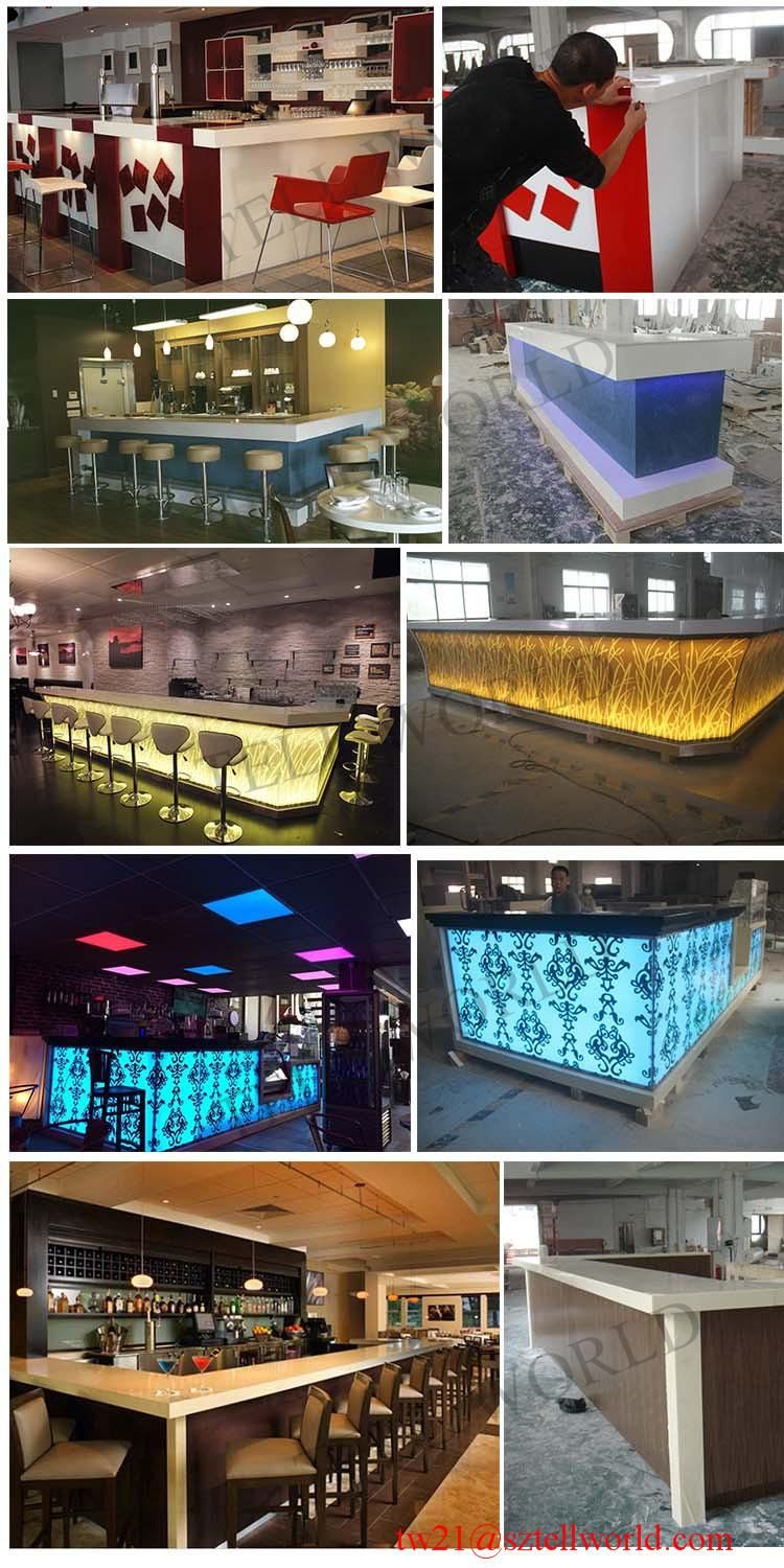 Modern Style Bar Furniture Marble Stone Coffee Shop LED Cafe Commercial Restaurant Bar Counter for Sale