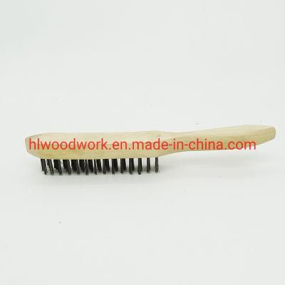 Brass Brush, Soft Brass Bristle Wire Brush, Wire Scratch Brush with Birchwood Handle Raw Wooden Handle 17cm