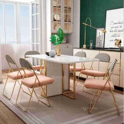 Gold Stainless Steel Expanding Save Space Resturent Dining Table