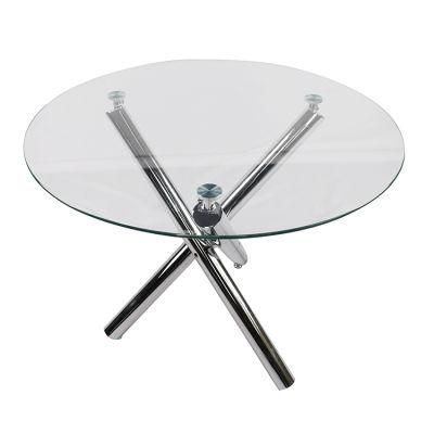 Wholesale Home Furniture Modern Metal Frame Round Glass Top Coffee Table Side Table Tea Table for Living Room