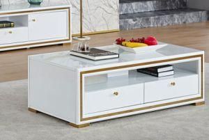 MDF Stainless Steel Living Room Center Side End Tea Coffee Table Tempered Glass Modern Home Furniture