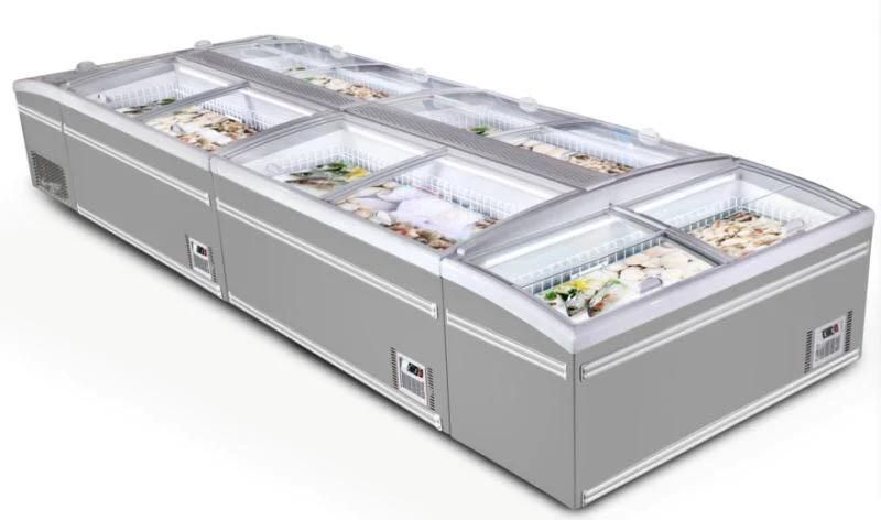 R290 Gas Commercial Island Freezer Refrigerator Showcase