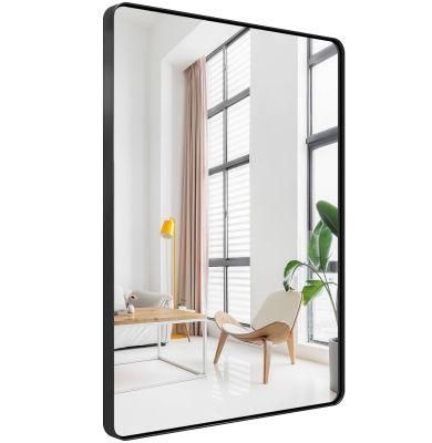 Rectangular Bathroom Mirror with Black Metal Frame