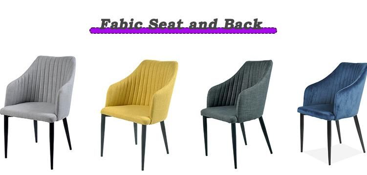 Ergonomic Coffee Hotel Armchair Soft Seat Fabric Velvet Dining Chair with Metal Legs for Club