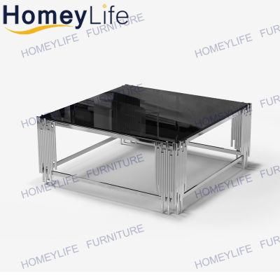 Home Furniture Mirrored Sofa Side Coffee Table with Lamp Table Set