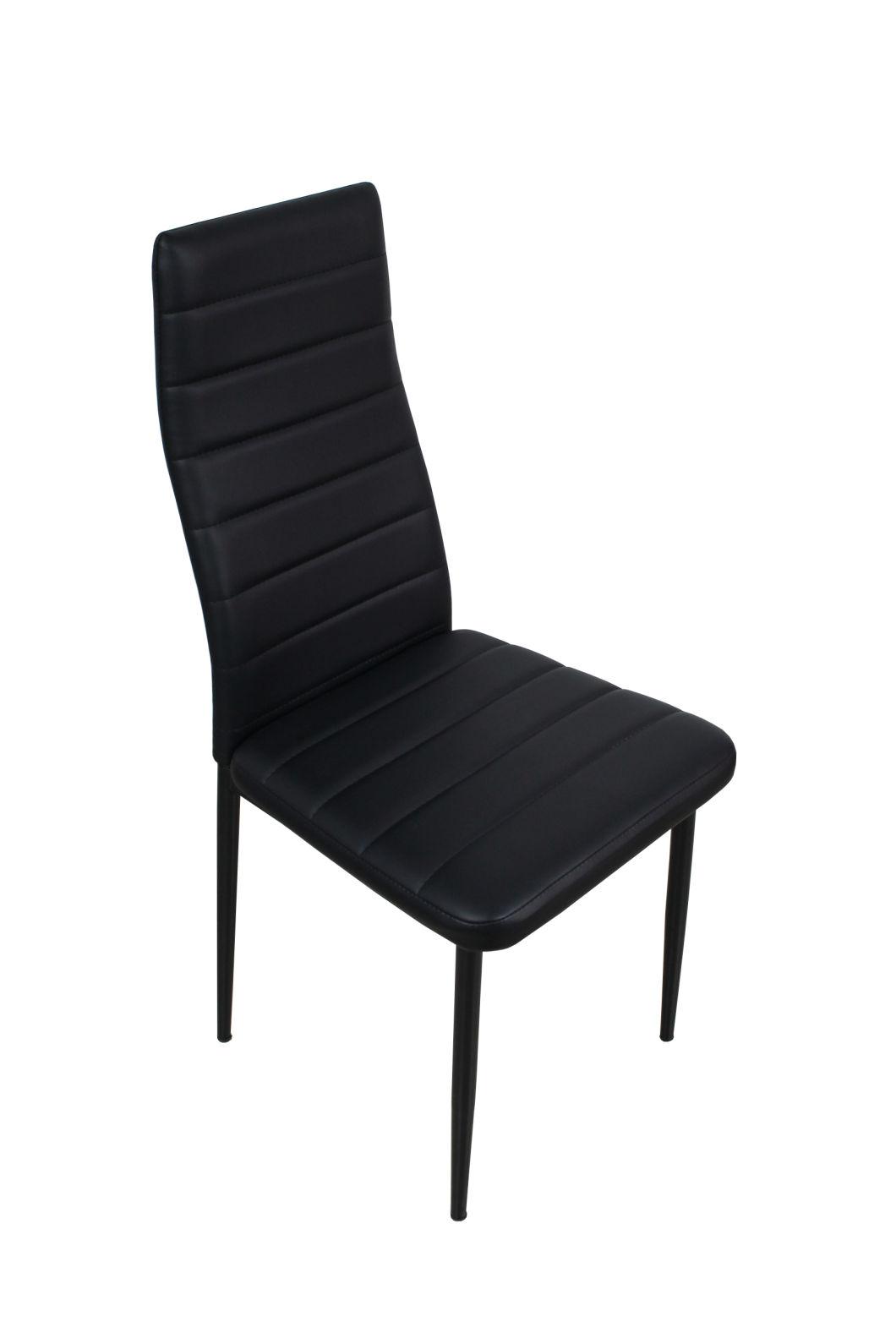 China Wholesale Home Furniture High Back Black PU Leather Dining Chair