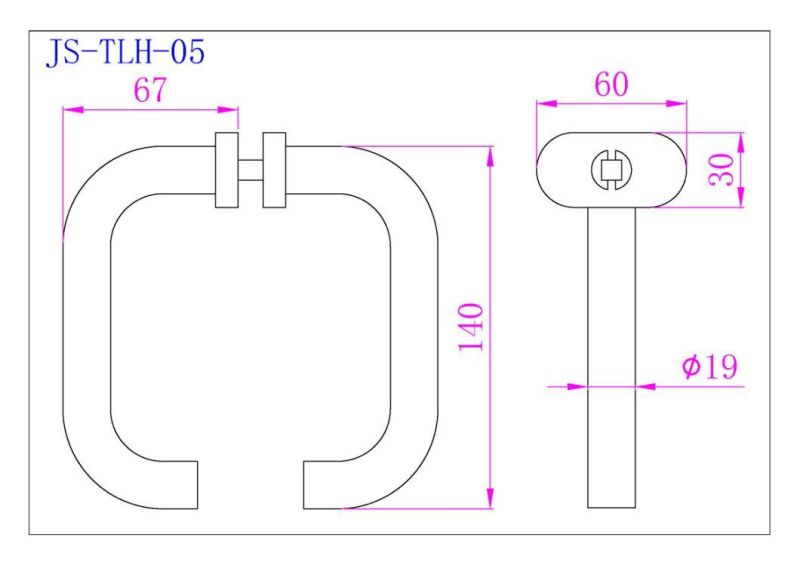 Stainless Steel 304 Tube Lever Pull Handle Round Rosette of furniture Hardware for Glass Door