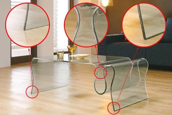 Modern Style Wavy Clear Bent Glass Magazine Table