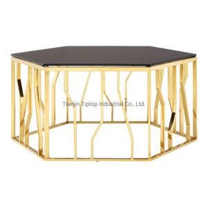 Wholesale Luxury Coffee Table Tempered Glass and Metal Modern Living Room Furniture