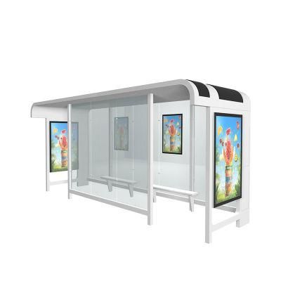 Advertising Bus Shelter Outdoor Furniture with Signage Light Box