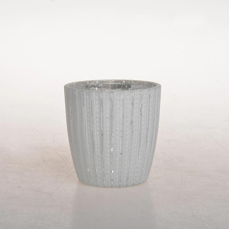 Custom Vintage Small Luxury Grey Color Frosted Jar Glass Candle Holder with Lid for Home Decor