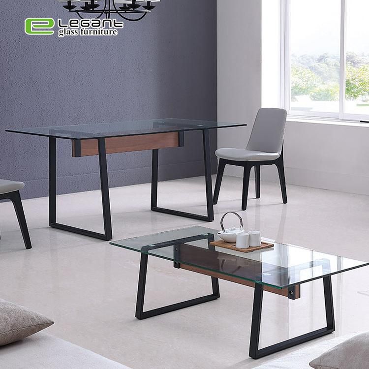 Home Decor Metal Legs Modern Glass Side Table / Glass Table