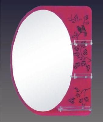 High Quality Irregular Painting Bathroom Sliver Mirror with Shelf