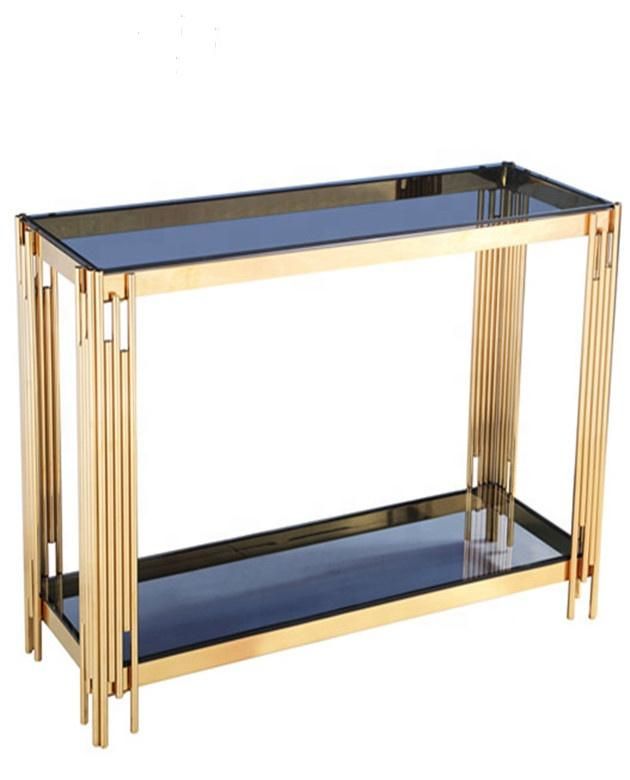 Wholesale Smart Design Modern Style Glass Console Table Metal Base Hallway Living Room Furniture