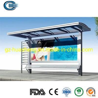 Huasheng Bus Stop Enclosures China Bus Stop Glass Shelter Suppliers OEM Design Solar Bus Stop Shelter/Modular Metal Solar Bus Stop Shelter