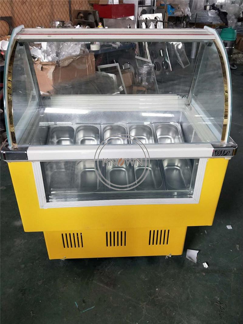 Chest Freezer Glass Door Chiller Fast Food Ice Cream Display Cooler Refrigerator Showcase Supermarket Deep Popsicle Freezer