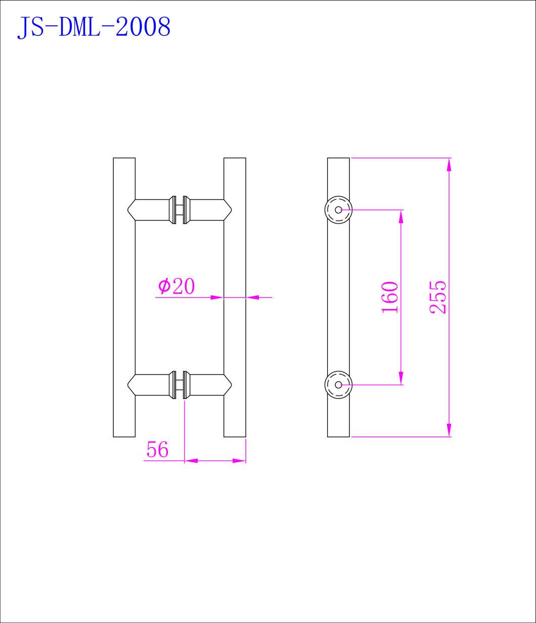 H Shape Stainless Steel Glass Door Handle Stainless Steel Handle Tube Handle Cc160 Pull Handle Tempered Handle Bright Chrome Finish