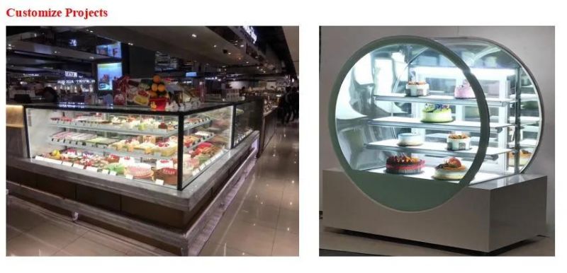 Curved Glass Display Cabinet Front Open Door Cake Chiller Display Refrigeration Equipment