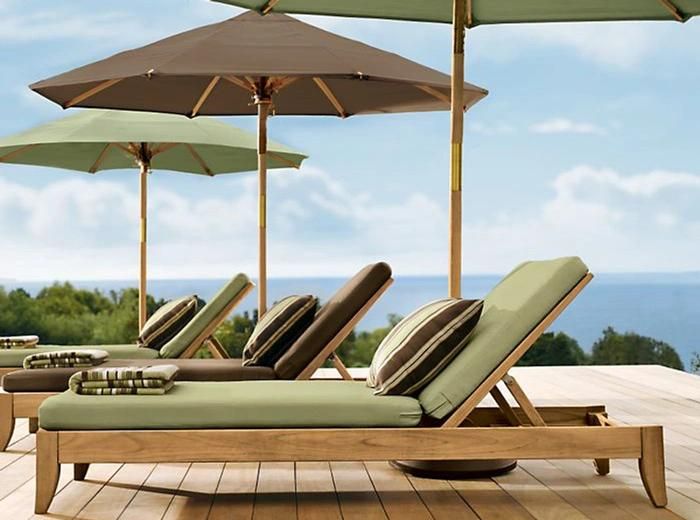 Outdoor Hotel Poolside Large Terrace Wooden Bed Bed Interior Furniture Decoration Teak Sunbed