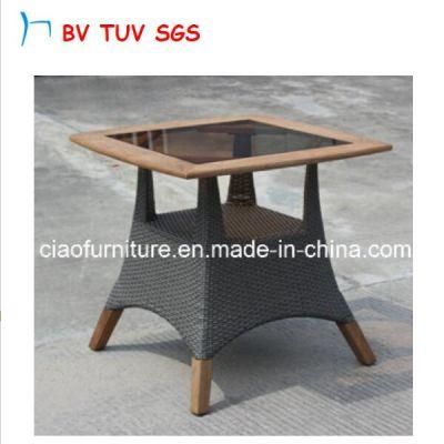 Restaurant Dining Square Table with Inser Brown Glass