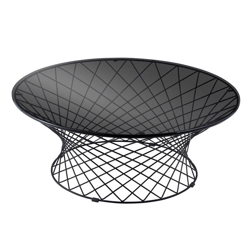 Nova Modern Living Room Furniture Round Grey Tempered Glass Coffee Table