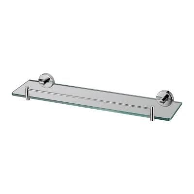 Simple Wall Mounted Corner Single Tier Glass Bathroom Shelf