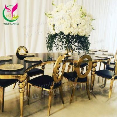 Hyc-St40h Hot Sale Party Chairs and Black Glass Table Top Round Fancy Wedding Tables for Sale