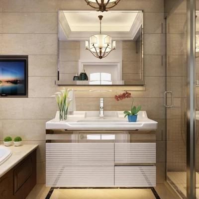 Quartz Stone Island Furniture Bathroom White Solid Wood L-Shaped Bathroom Cabinets