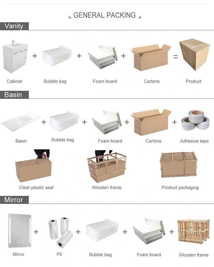 Customized Bathroom Vanities with Double Side Cabinets and Magnifying Glass HS-B1106-900