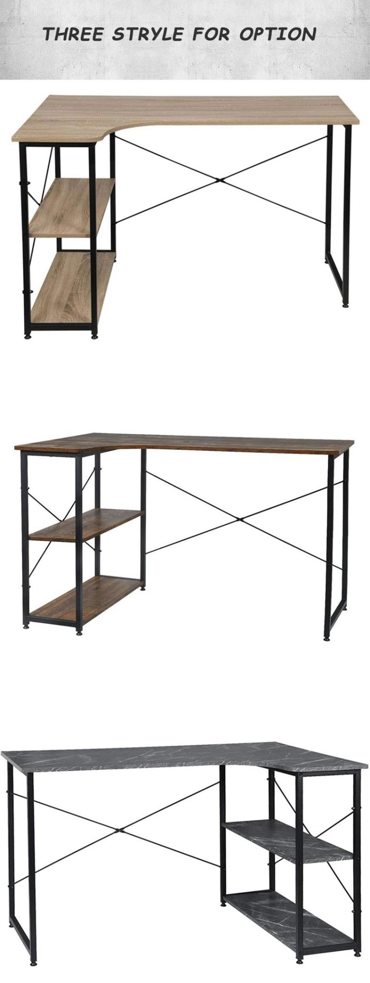 Home Furniture Computer Desk with Shelves, Utility Writing Laptop Desk for Office