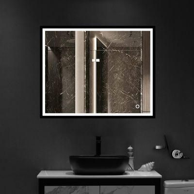 Black Framed LED Bathroom Mirror Anti-Fog Waterproof Mirror Bathroom