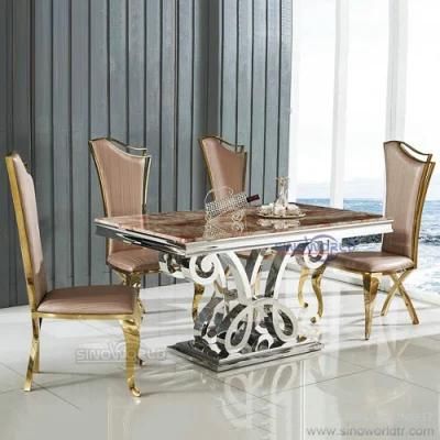 Restaurant Furniture Luxurious Wedding Stainless Steel Banquet Dining Table