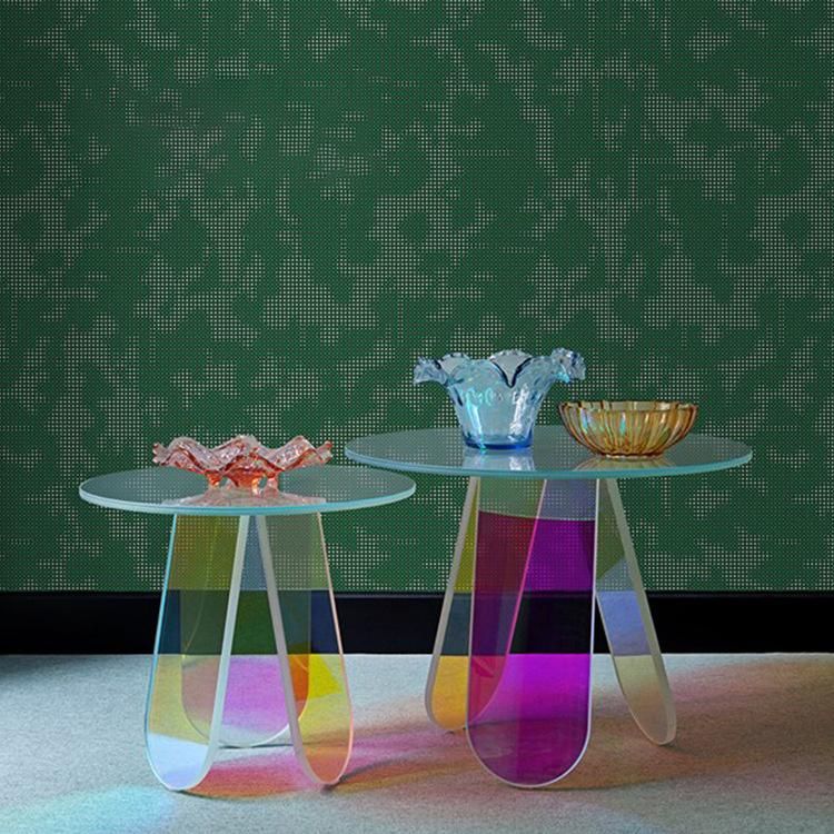 Nordic Style Light Luxury Crystal Leisure Tea Table Colorful Rainbow Clear Acrylic Transparent Coffee Tables