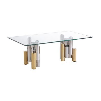 Modern Luxury Marble Glass Top Stainless Steel Restaurant Dining Room Designer Dining Table Coffee Table Set