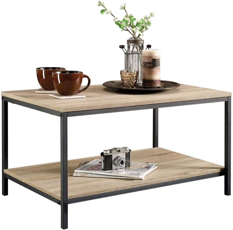 Modern Simple Wood Metal Framecoffee Table for Living Room