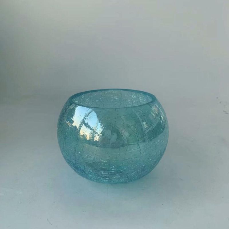 Hot Sell Unique Crack Pattern Glass Candle Holder for Home Decoration