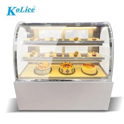 Hot Selling Three Layers Cake Showcase Cake Fridge and Freezer Refrigerator Counter with Curved Glass for Cake Store Showcase