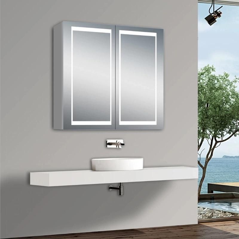 Hot Sale LED Double Door Mirror Cabinet for Home Decoration Bathroom Mirror Cabinet with Touch Sensor