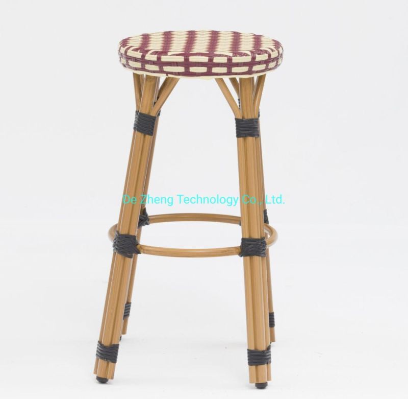 French Cafe Chair Aluminum Frame Outdoor Furniture Bamboo Look Dining Outdoor Restaurant Furniture