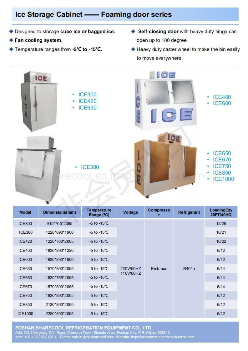 Single Glass Door Ice Storage Merchandiser Bags Ice Freezer Cabinet