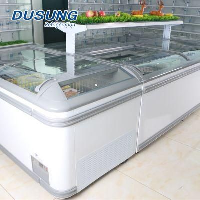 Factory Direct Kitchen Fridge Glass Large Capacity Vertical Supermarket Island Arc Combined Island Cabinet