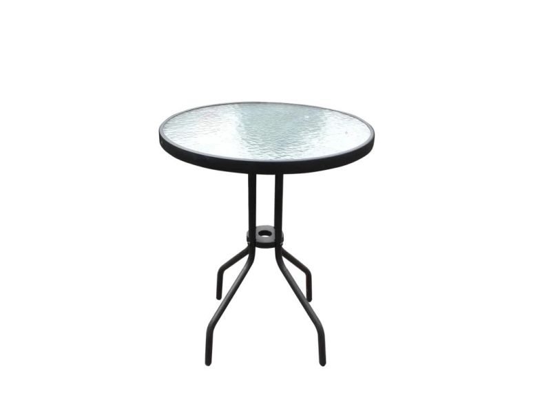 Morden Outdoor Garden Patio Glass Steel Round Coffee Table