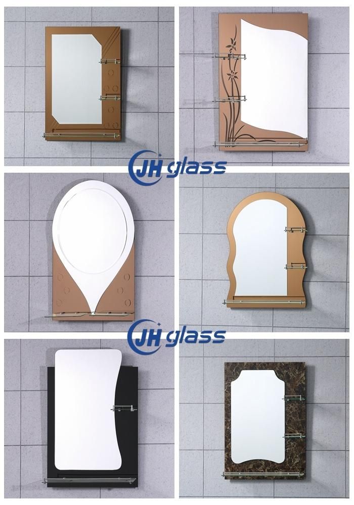 Hotel Hot Sale Design Single Double Layer Bathroom Vanity Furniture Mirror Glass Shelf Mirror for Home Decoration