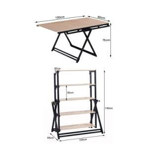 Custom Modern Iron Frame Wood Top Folding Desk for Home