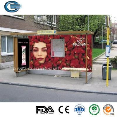 Huasheng China Metal Bus Stop Shelter Manufacturers Bus Stop Shelter Design Steel Carport Canopy Glass Bus Stop Shelters