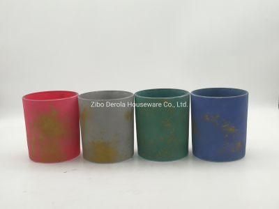 Paint-Splashing Style Glass Candle Holder in Different Colours for Romantic Home Decoration