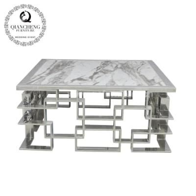 Interior Design Home Stable Structure Marble Coffee Tea Table with Stainless Steel in Living Room