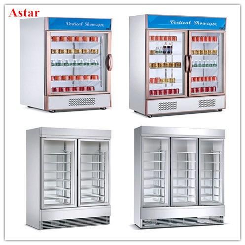 Double Glass Doors Drinks Display Showcase with Chiller